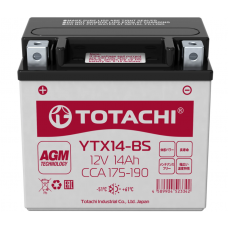 Аккумулятор TOTACHI 12v/14Ач Мото YTX14-BS AGM