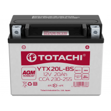Аккумулятор TOTACHI 12v/20Ач Мото YTX20L-BS AGM
